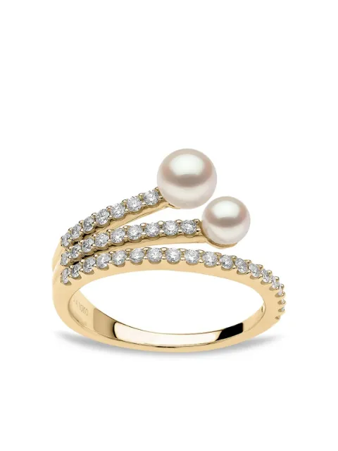 Yoko London 18kt yellow gold Sleek Akoya pearl diamond ring Gold QYR22186X