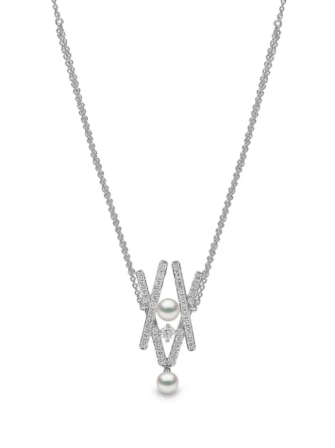 Yoko London 18kt white gold Sleek Akoya pearl diamond pendant necklace Silver QYN22337X