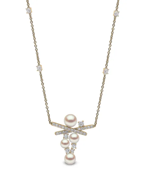 Yoko London 18kt yellow gold Sleek Akoya pearl and diamond necklace Gold QYN22346X