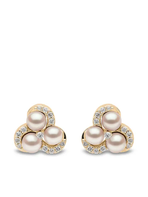 Yoko London 18kt yellow gold Sleek Akoya pearl diamond stud earrings Gold QYE22216X
