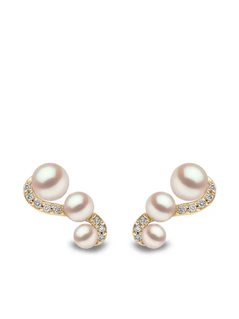 Yoko London 18kt yellow gold Sleek Akoya pearl and diamond earrings Gold QYE22206X