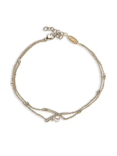 Yoko London 18kt yellow gold Sleek Akoya pearl and diamond bracelet Gold QYB22386X