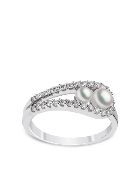Yoko London 18kt white gold Sleek Akoya pearl diamond ring Silver QYR22167X