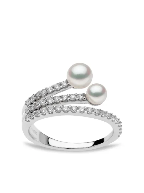 Yoko London 18kt white gold Sleek Akoya pearl diamond ring Silver QYR22187X