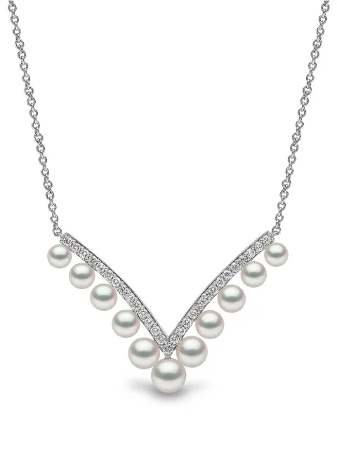 Yoko London 18kt white gold Sleek Akoya pearl and diamond necklace Silver QYN22307X
