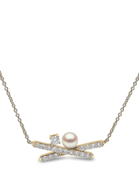 Yoko London 18kt yellow gold Sleek Akoya pearl diamond necklace Gold QYN22326X