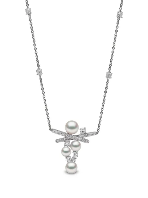 Yoko London 18kt white gold Sleek Akoya pearl and diamond necklace Silver QYN22347X