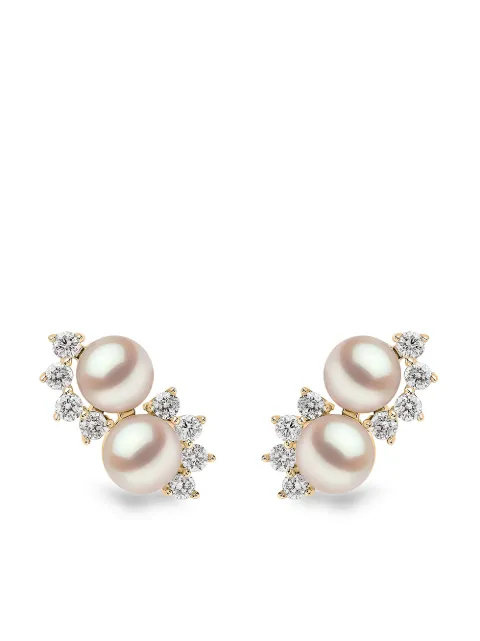 Yoko London 18kt yellow gold Sleek Akoya pearl diamond stud earrings Gold QYE22236X