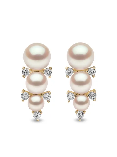 Yoko London 18kt yellow gold Sleek akoya pearl diamond stud earrings Gold QYE22226X