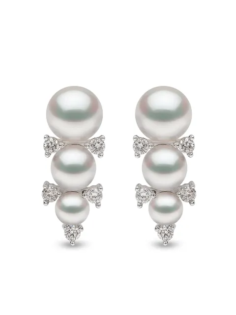 Yoko London 18kt white gold Sleek Akoya pearl and diamond stud earrings Silver QYE22227X