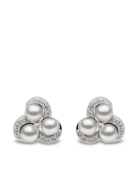Yoko London 18kt white gold Sleek Akoya pearl diamond stud earrings Silver QYE22217X