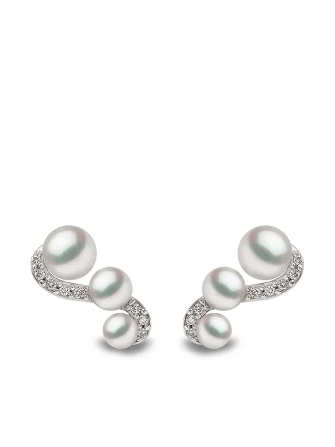 Yoko London 18kt white gold diamond Akoya pearl Sleek stud earrings Silver QYE22207X