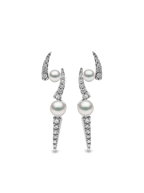 Yoko London 18kt white gold diamond Akoya pearl Sleek stud earrings Silver QYE22287X