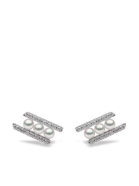 Yoko London 18kt white gold Sleek Akoya pearl and diamond earrings Silver QYE22277X