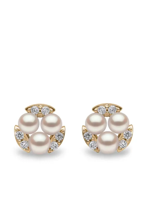Yoko London 18kt yellow gold Sleek Akoya pearl diamond stud earrings Gold QYE22266X