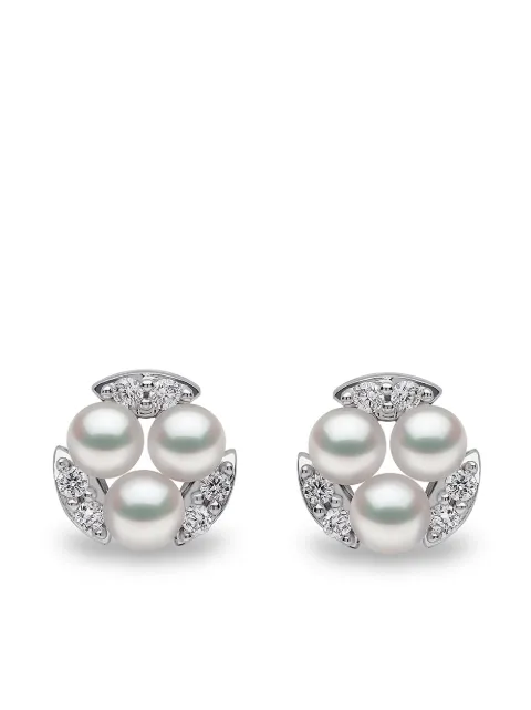 Yoko London 18kt white gold diamond Akoya pearl Sleek stud earrings Silver QYE22267X
