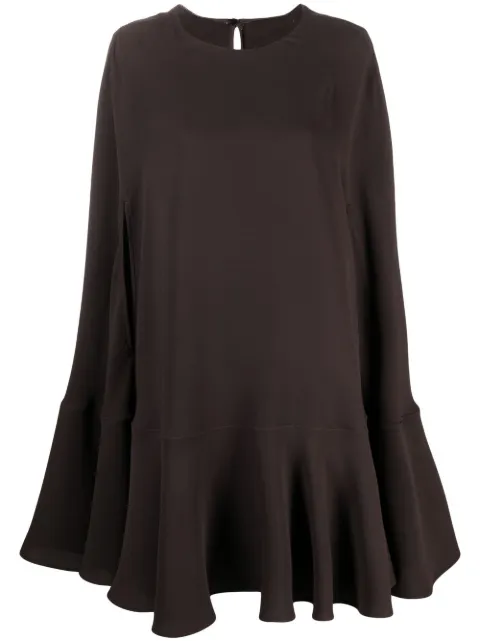Valentino Garavani silk cape dress Brown BVAVQ06B0