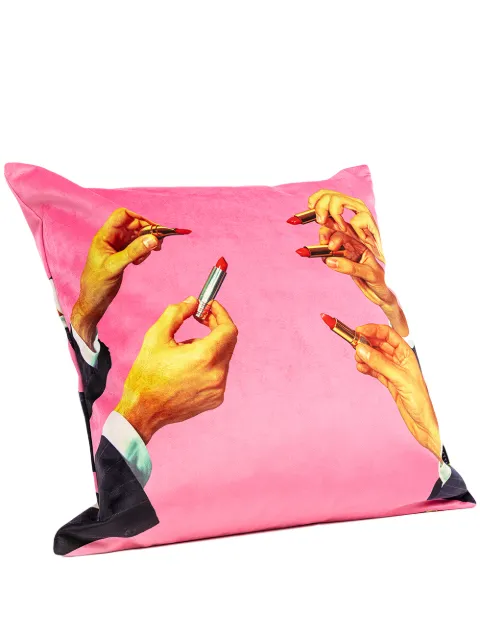 Seletti Lipstick feather cushion Pink 2332