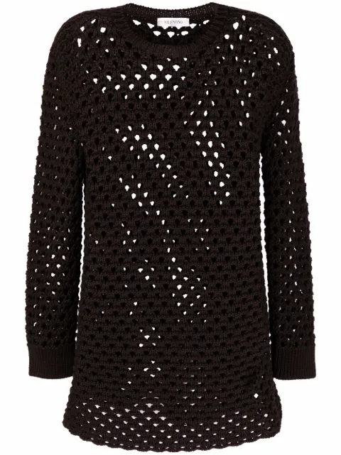 Valentino Garavani open-knit jumper Brown BKC23E6EV