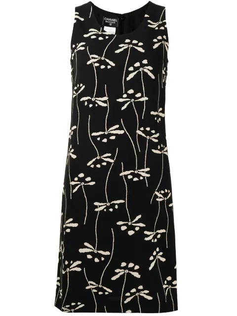 CHANEL Pre-Owned 1998 floral print knee-length dress Black 98PP10407V06399F0007