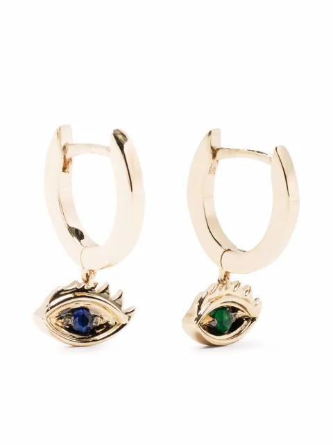 Delfina Delettrez 9kt yellow gold Micro-Eye Piercing emerald and sapphire earrings Gold ANA5033AANA5033BSET