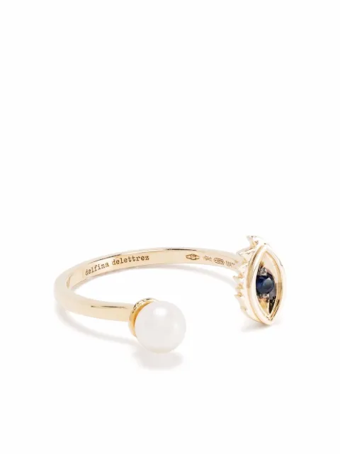Delfina Delettrez 9kt yellow gold Micro-Eye Piercing sapphire and pearl ring Gold ANA1028B