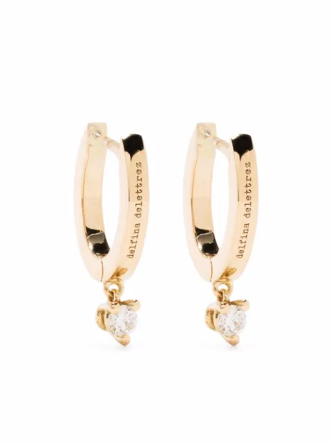 Delfina Delettrez 18kt yellow gold huggie hoop diamond drop earrings Gold UMA5010A