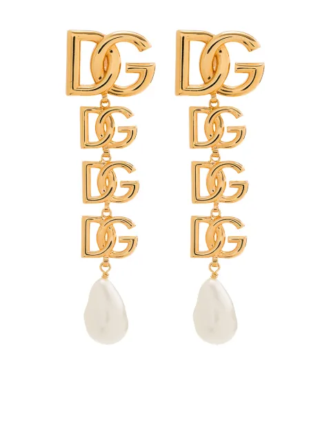 Dolce & Gabbana DG Logo pearl-embellished earrings Gold WEN6P5W1111