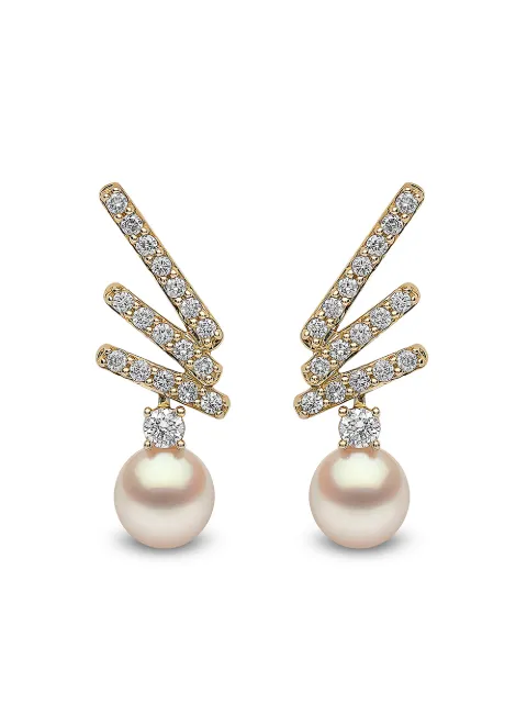 Yoko London 18kt yellow gold Sleek Akoya pearl diamond stud earrings Gold QYE22036X