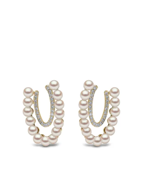 Yoko London 18kt yellow gold Sleek Akoya pearl diamond earrings Gold QYE22086X
