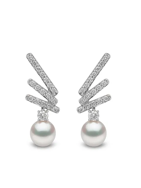 Yoko London 18kt white gold Sleek Akoya pearl and diamond earrings Silver QYE22037X