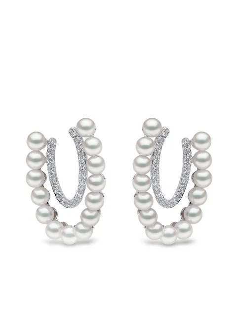 Yoko London 18kt white gold Sleek Akoya pearl diamond earrings Silver QYE22087X