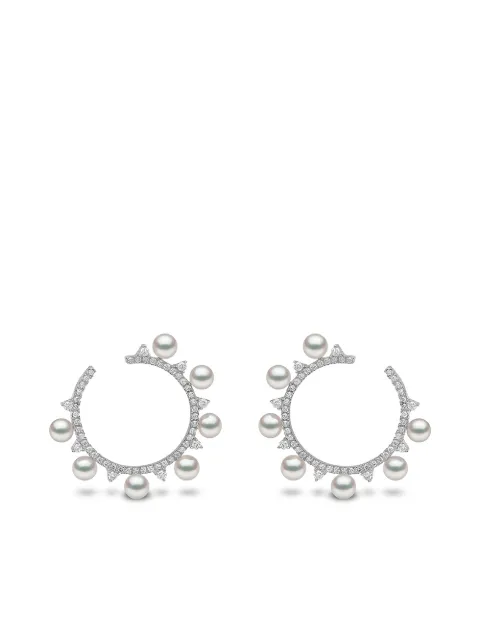 Yoko London 18kt white gold Sleek Akoya pearl diamond hoop earrings Silver QYE22107X