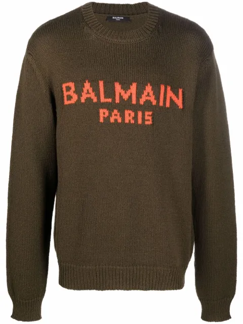 Balmain logo knit jumper Green WH0KD000K027