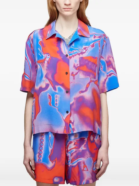 MCQ abstract-print collared top Blue 648445RQP09