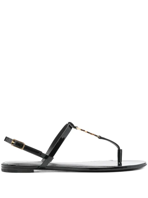 Saint Laurent Cassandra logo plaque sandals Black 659817B8IKK
