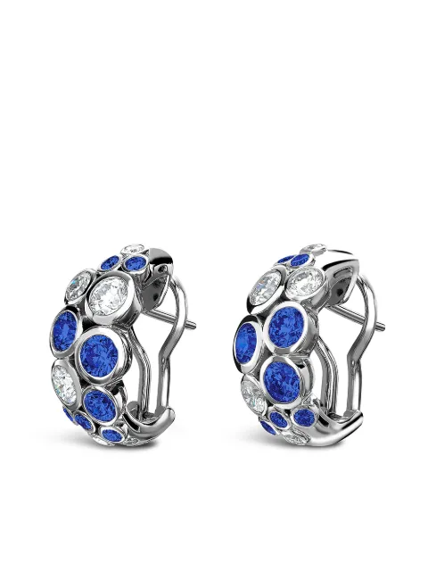 Pragnell 18kt white gold Bubbles sapphire and diamond half-hoop earrings Silver F0043