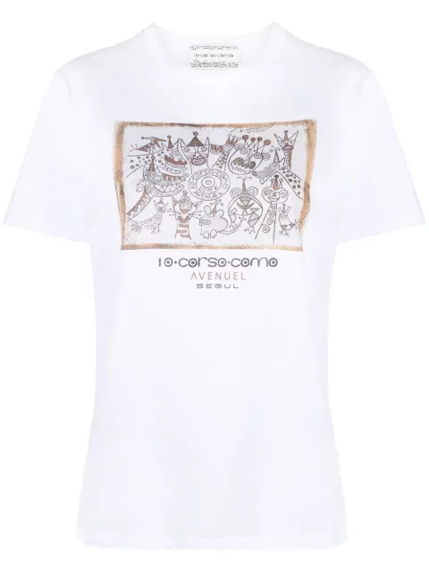 10 CORSO COMO Seoul shop print T-shirt White CCTSAVENUEL