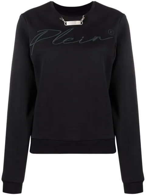 Philipp Plein logo-embroidered lounge sweatshirt Black FAACWJO0693PJO002N