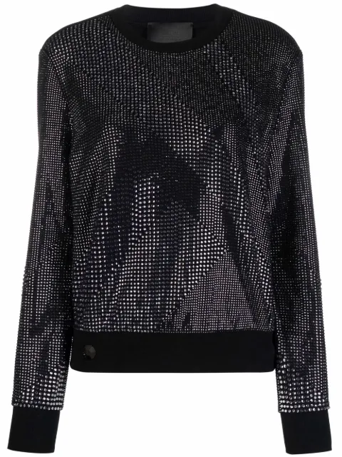 Philipp Plein crystal-embellished cotton sweatshirt Black FAACWJO0685PJO002N