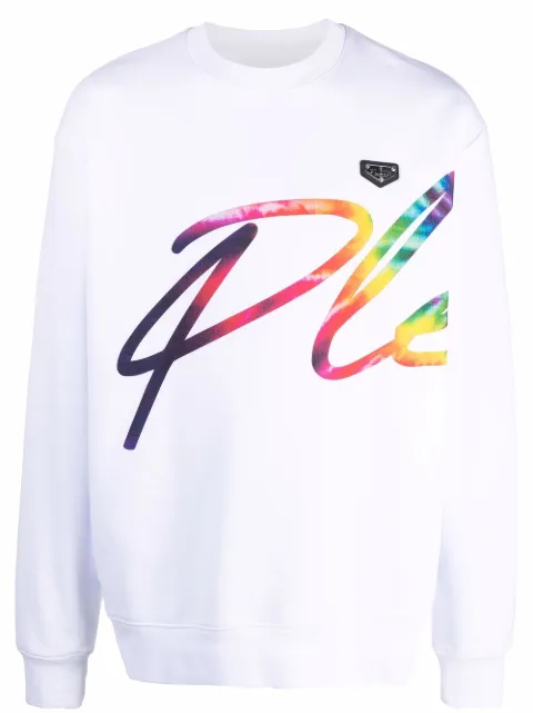 Philipp Plein logo-print cotton sweatshirt White AAACUJO0011PJO002N