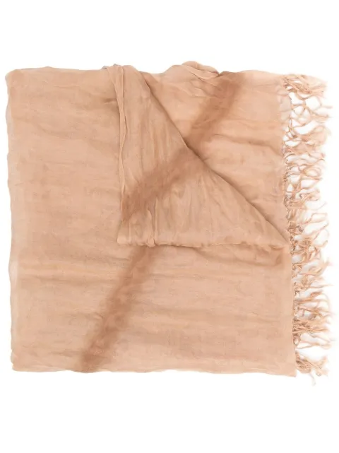 Issey Miyake Pre-Owned 2000s fringed silk scarf Neutrals ISMYA420