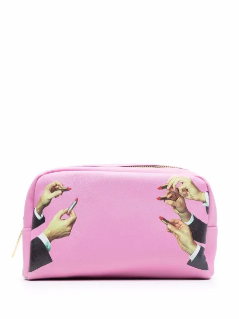 Seletti graphic-print zip-up wash bag Pink 254302553