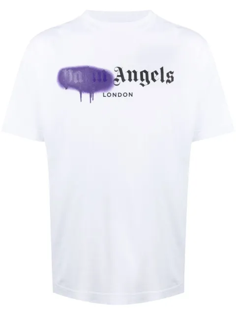 Palm Angels spray paint-print T-shirt White PMAA001C99JER0040137