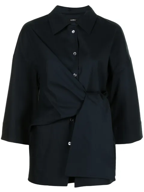 Goen.J tie-waist longline shirt Blue GJ21SST05