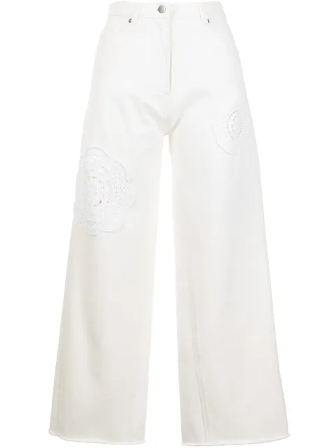 Goen.J crochet-detail wide-leg jeans White GJ21SSPT07