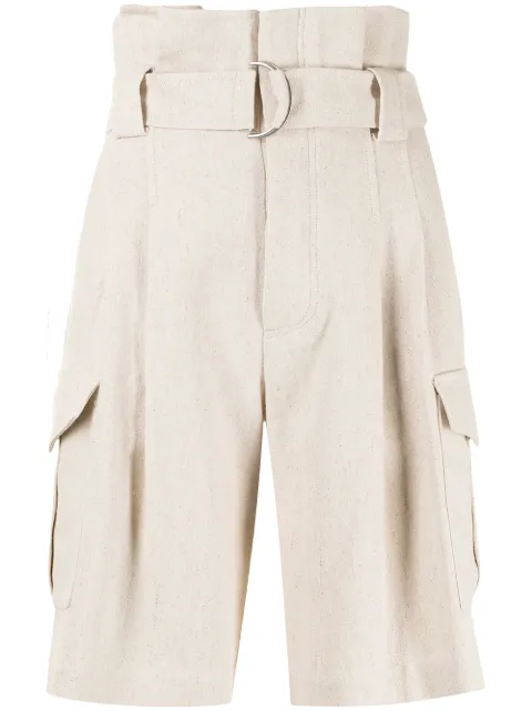 Goen.J belted paperbag-waist bermuda shorts Neutrals GJ21SSPT03