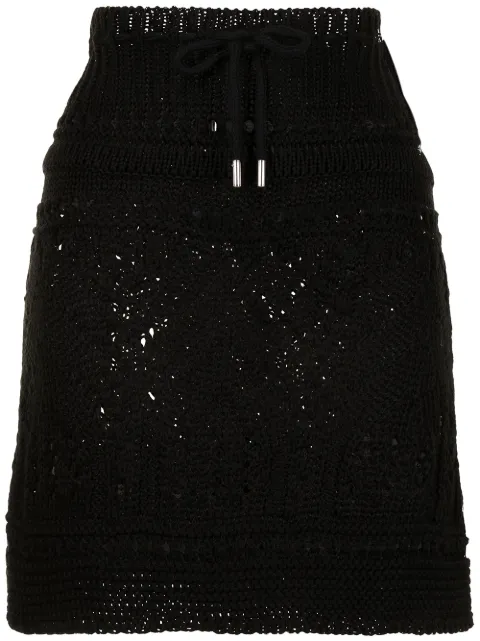 Goen.J ribbed crochet-knit mini skirt Black GJ21SSKN02