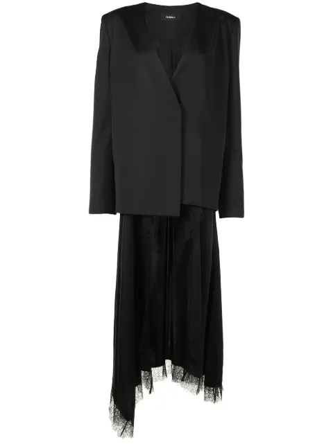 Goen.J silk-wool blend wrap blazer Black GJ21SSJK01