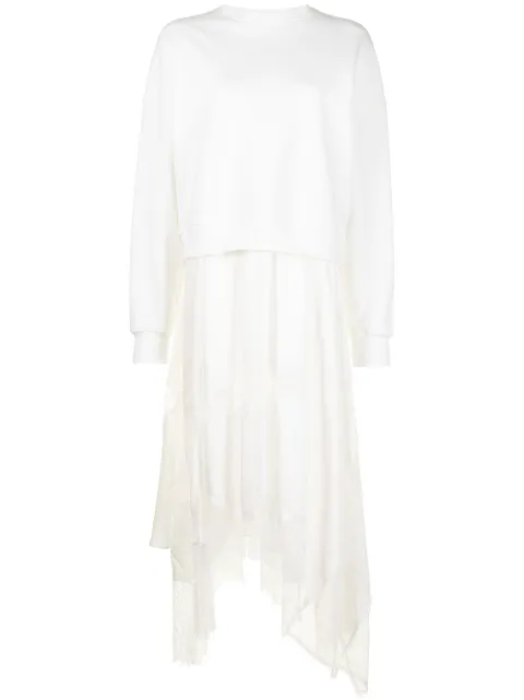 Goen.J sweatshirt-layered lace dress White GJ21SSDS11